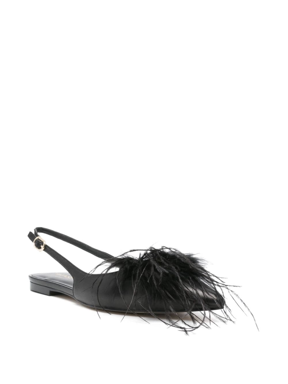 Shop Twinset Feather-detailed Ballet Flats In Black