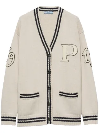 Prada ロゴパッチ カーディガン | ニュートラル | FARFETCH JP