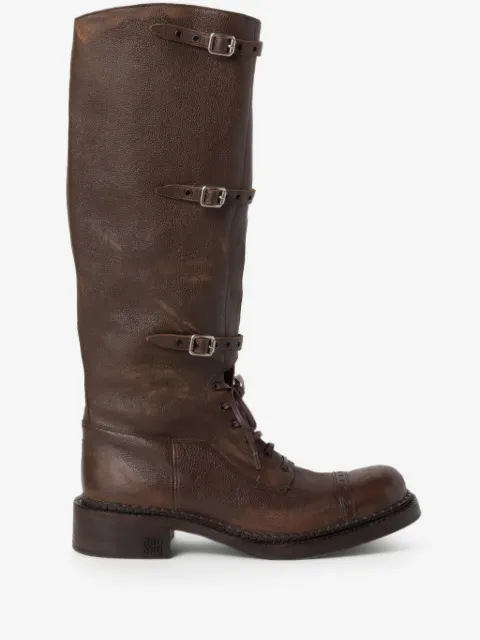 Miu Miu bottes en cuir à lacets