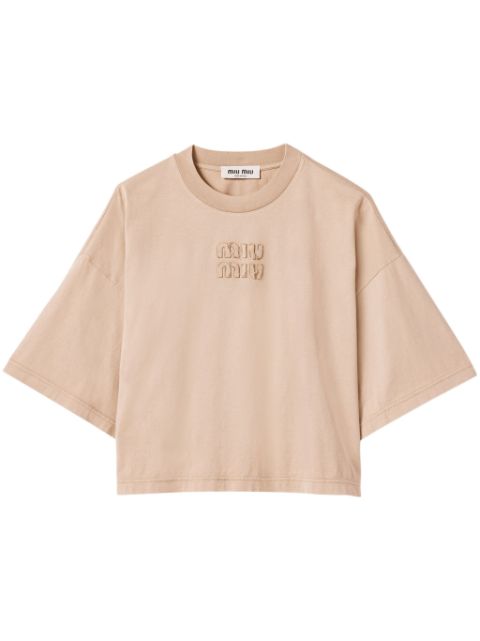 Miu Miu logo-embroidered T-shirt Women