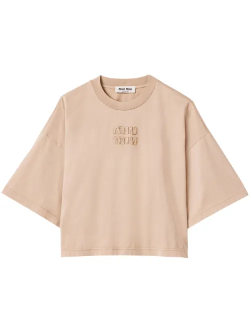 T-shirt à logo brodé - Miu Miu - Modalova