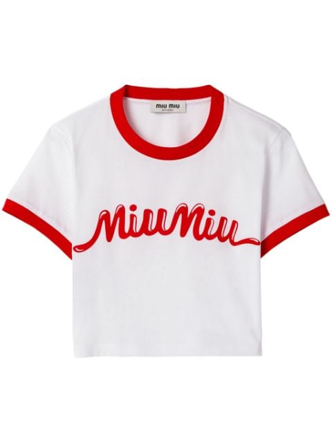 Miu Miu t-shirt crop à logo imprimé