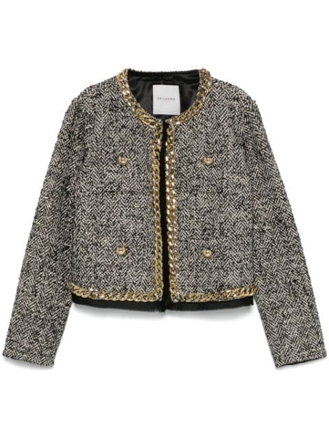 ERMANNO FIRENZE  chain-link detail tweed jacket 