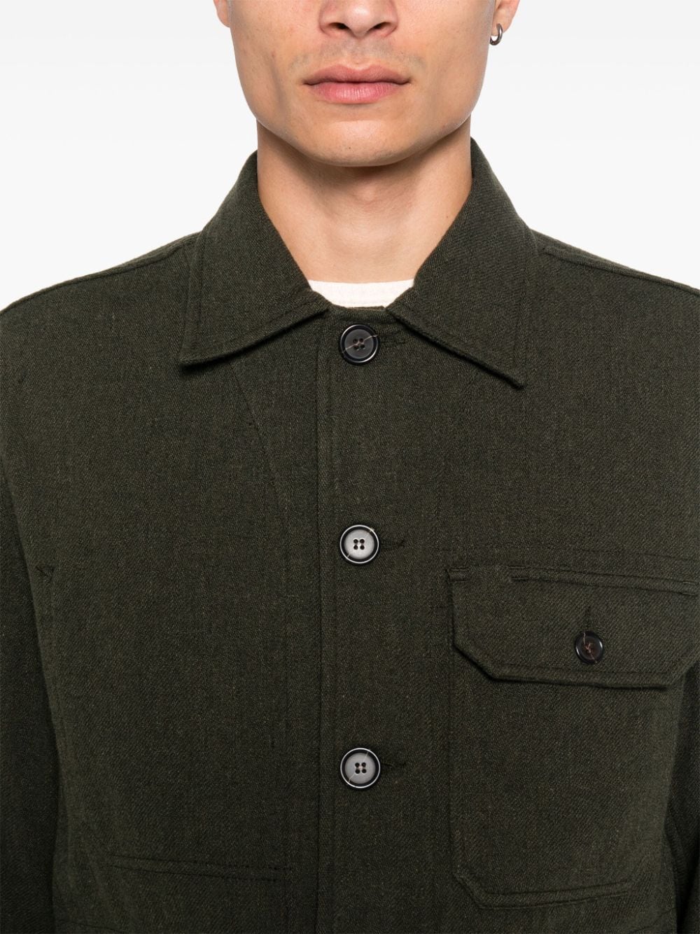 Shop Universal Works Felted Shirt Jacket In Green