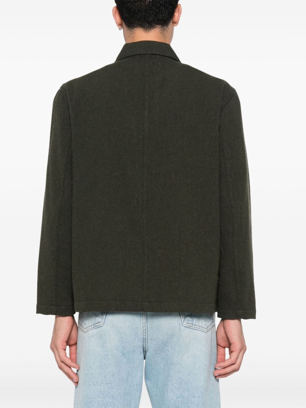 Shop Universal Works Felted Shirt Jacket In Green