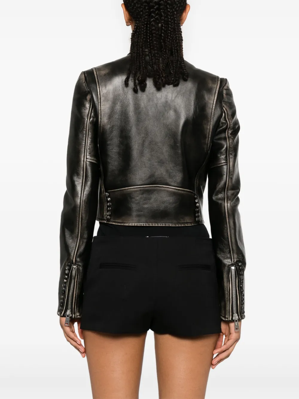 Prada Leren bikerjack Zwart