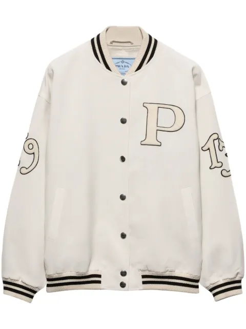 Prada letter-patch appliqué bomber jacket