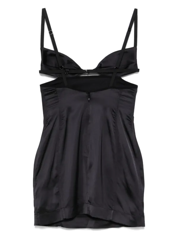 black petal mini dress HAPPY CLOTHING VELVET V-NECK PETAL STRAPLESS MINI DRESS IN Black main image 0