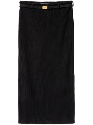 Miu Miu Rib Knitted Skirt | Black | FARFETCH