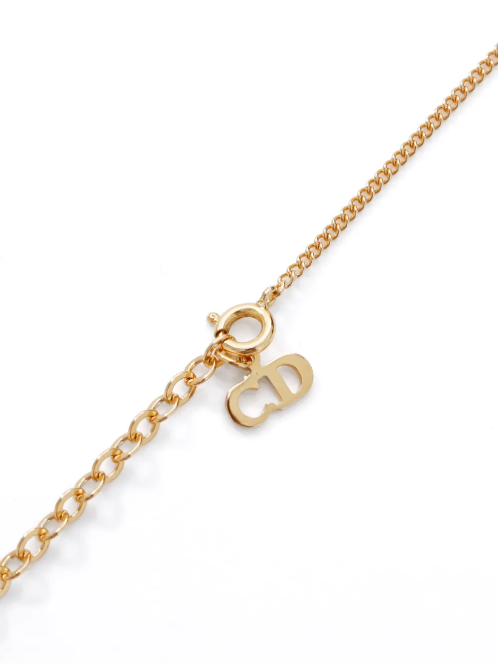 Pre-owned Dior Oval Logo Pendant Necklace In Gold