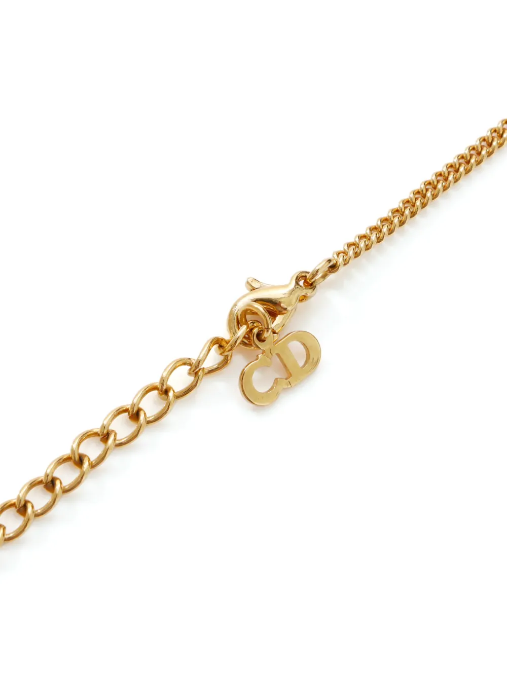 Pre-owned Dior Faux-pearl Pendant Necklace In Gold