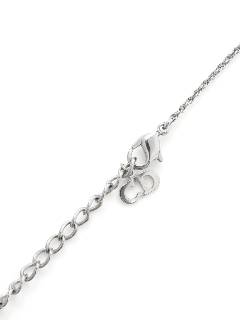 Pre-owned Dior Logo-pendant Necklace In Silver