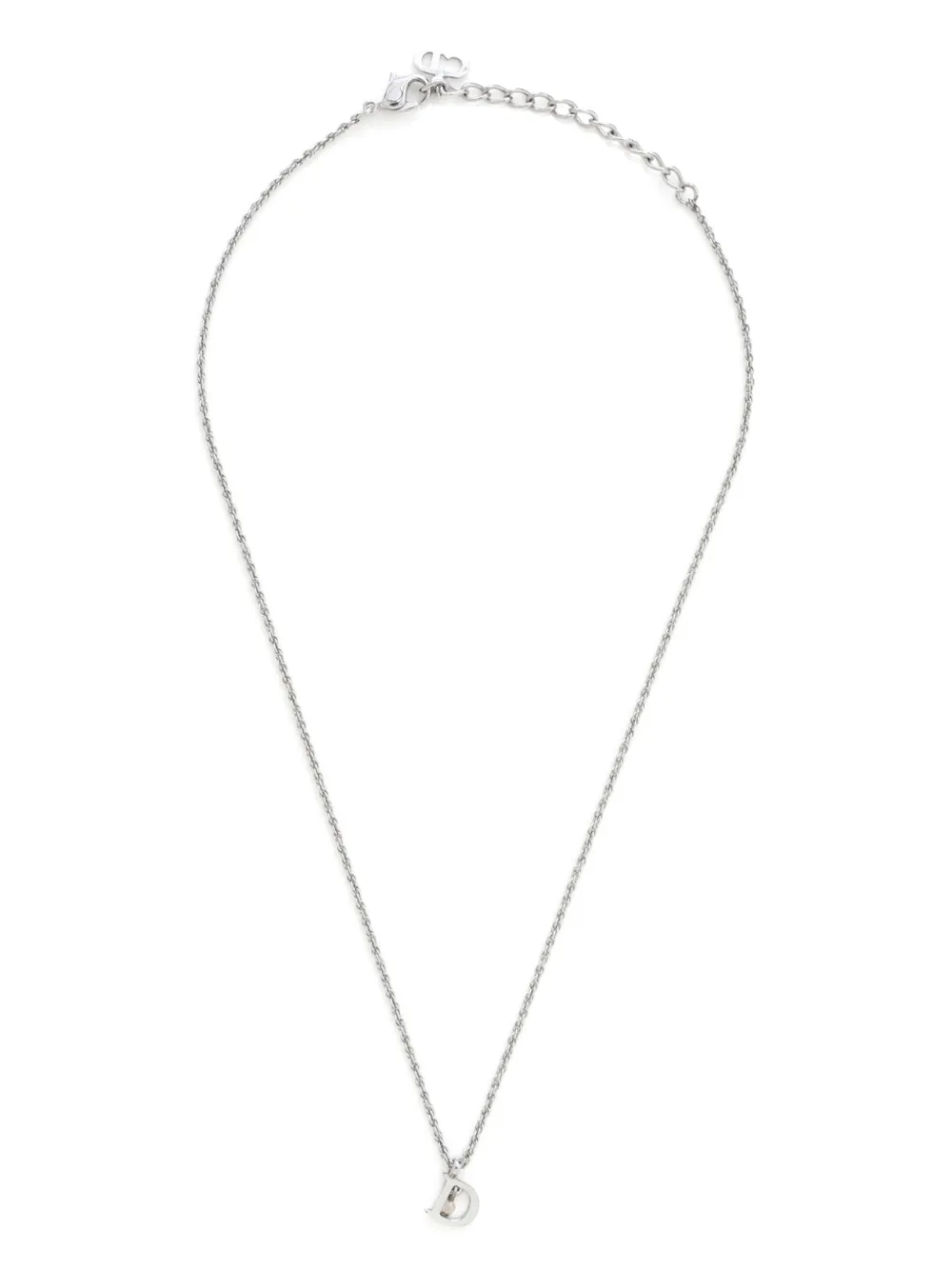 Pre-owned Dior Logo-pendant Necklace In Silver