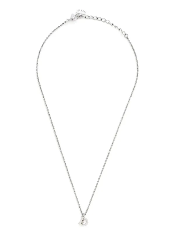 アクセサリー Christian Dior Logo silver necklace Christian Dior Logo Plate Silver Necklace Men's Women Very