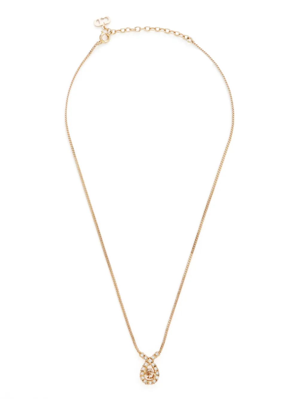 Pre-owned Dior Logo Pendant Necklace In Gold