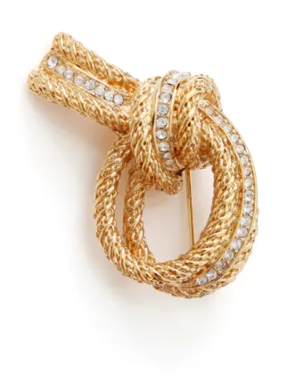 Christian Dior Pre-Owned ラインストーン ノット ブローチ