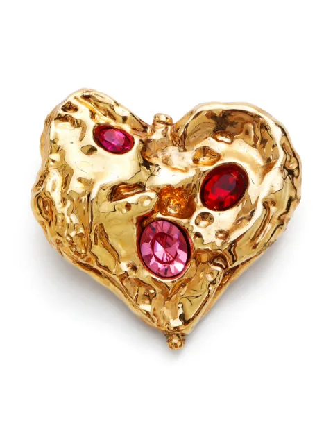 Saint Laurent Pre-Owned rhinestone-embellished heart brooch