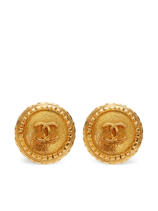 CHANEL Pre-Owned 1986-1994 ココマークボタン イヤリング | ゴールド 