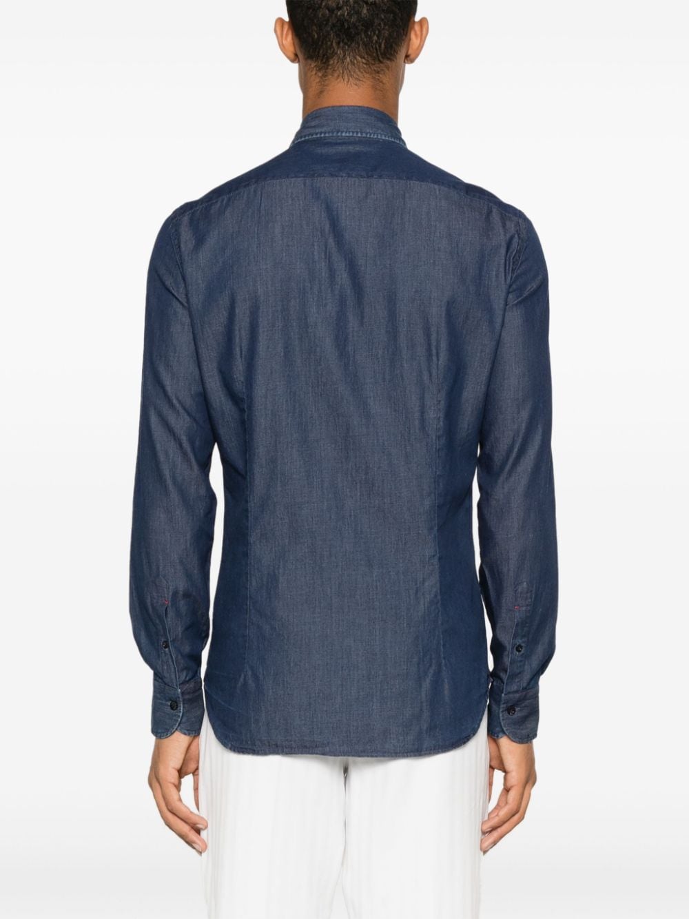 Shop Mazzarelli Cotton Shirt In Blue