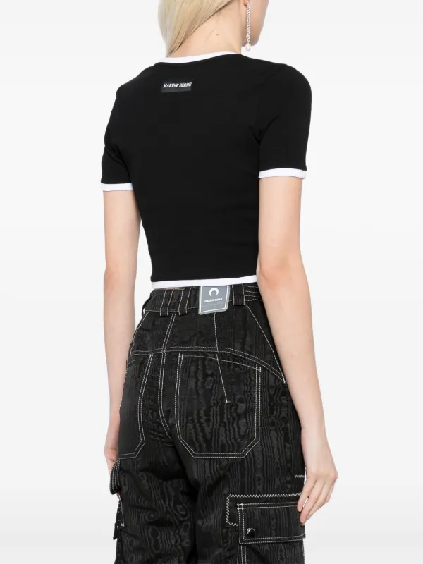 Marine Serre Organic Cotton Blend t-shirt | Black | FARFETCH