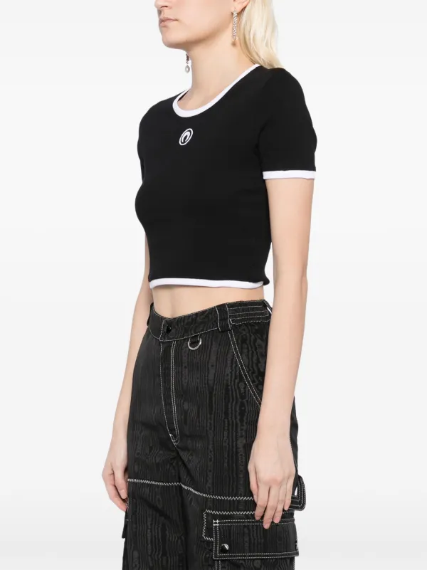 Tシャツ・カットソー MARINE SERRE Women Tunic Tops WTS014ACJER0001 Black Organic Cotton Rib T-shirt Dress • Marine Serre