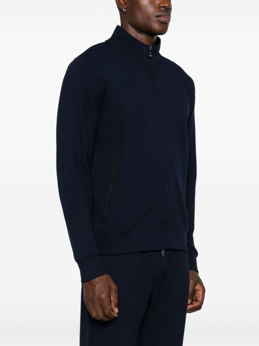 Shop Corneliani Zip-up Sweatshirt In Blue