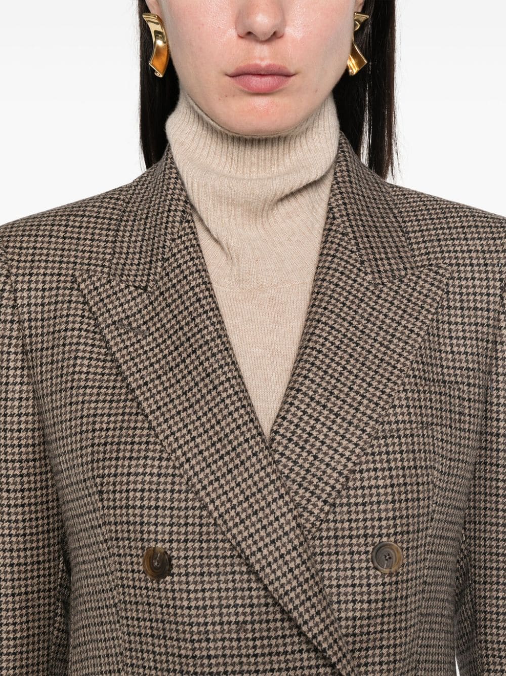 Shop Tagliatore Houndstooth Blazer In Brown