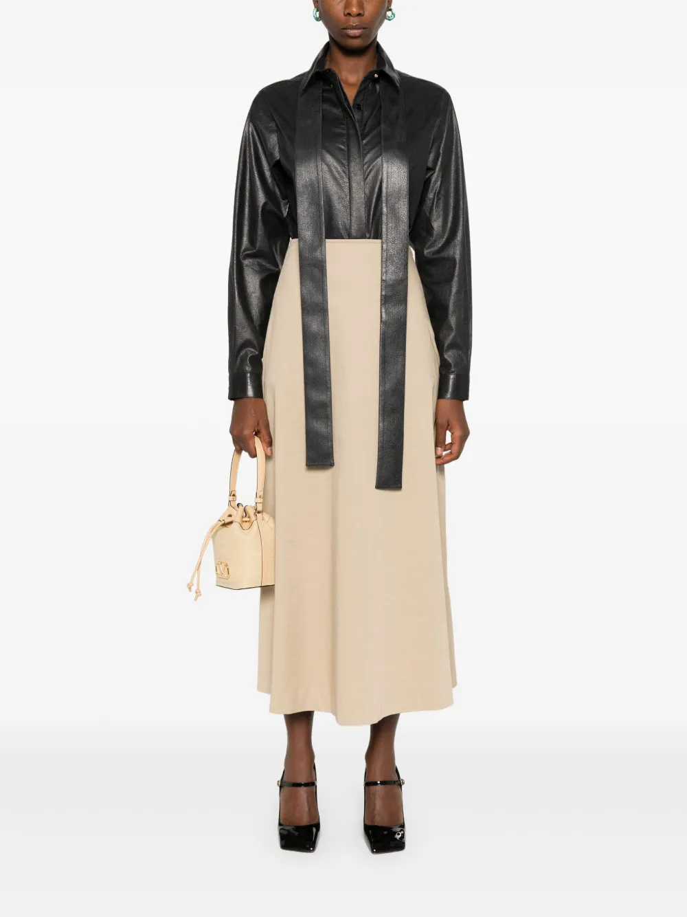 Elie Saab Overhemd van imitatieleer - Zwart
