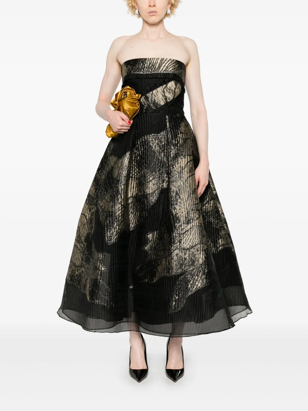 Elie Saab Maxi-jurk met contrasterend vlak - Zwart