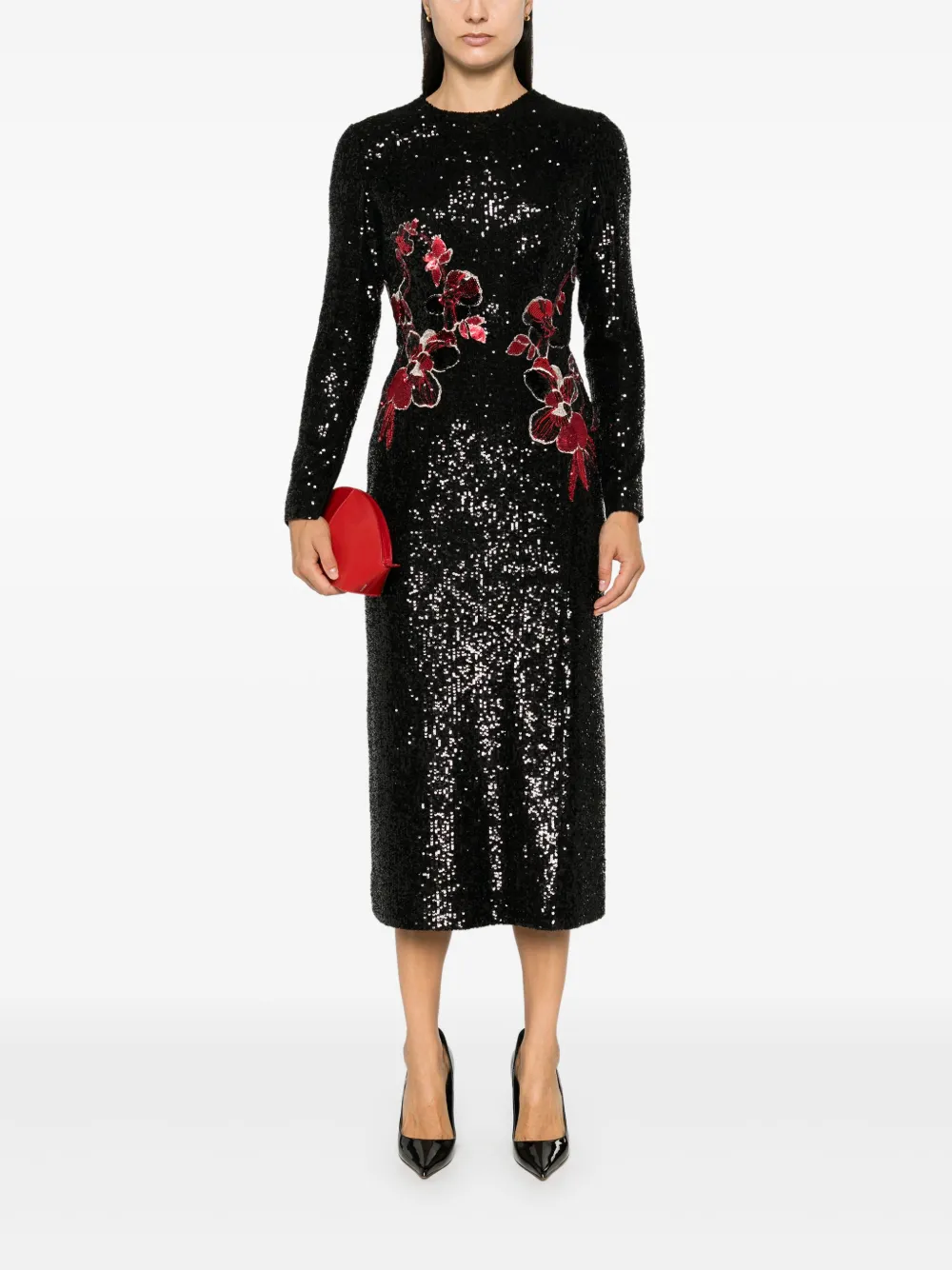 eliesaab Elie Saab Maxi-jurk met geborduurde bloemen - Zwart