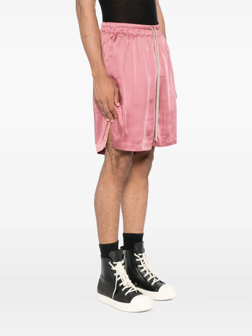 Rick Owens Satijnen shorts met trekkoord Roze