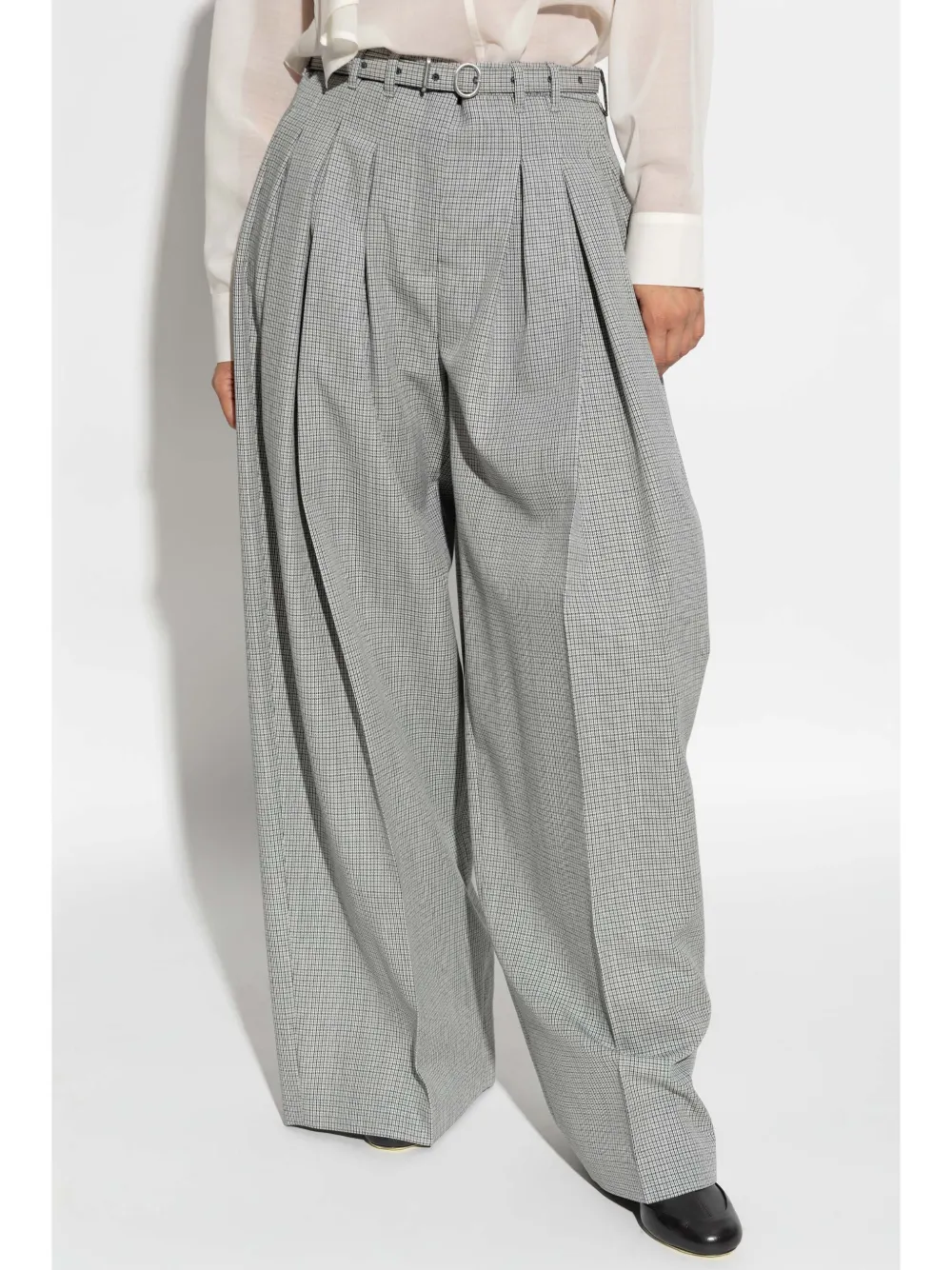 Jil Sander Palazzo broek met ceintuur Grijs