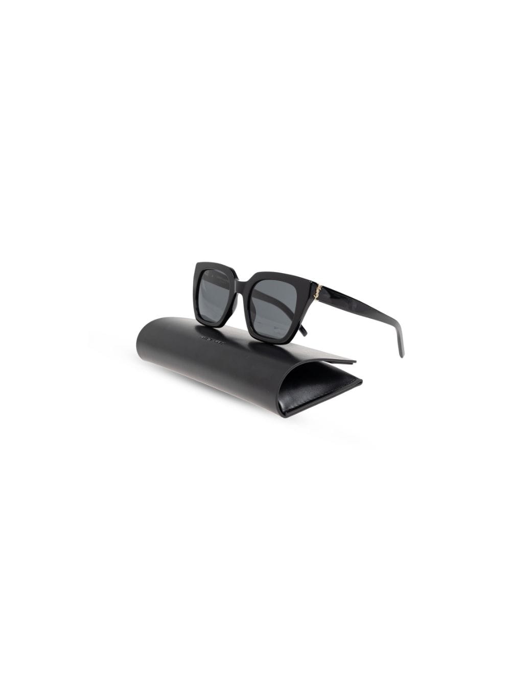 Shop Saint Laurent Logo-plaque Sunglasses In Black