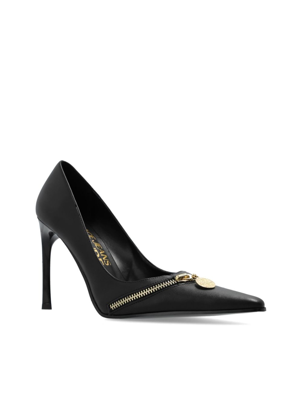 Shop Versace Jeans Couture 105mm Zip-detail Pumps In Black