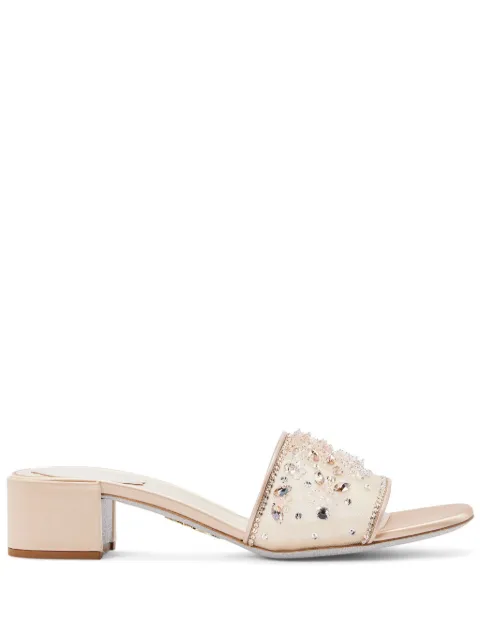 René Caovilla mules con detalles de cristal