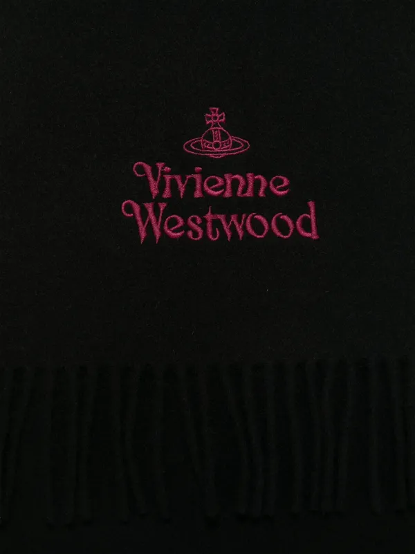 Vivienne Westwood正規品/送料関税込み ORB Logo Muffler Vivienne Westwood Orb logo-embroidered Scarf | Black | FARFETCH