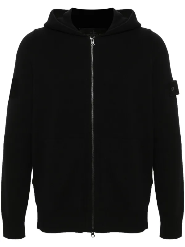 Stone Island Compass badge Hoodie Black FARFETCH UK