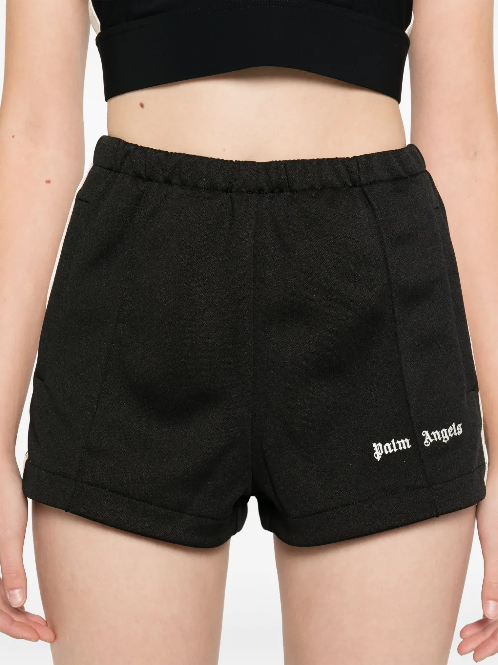Palm Angels Shorts met geborduurd logo Zwart