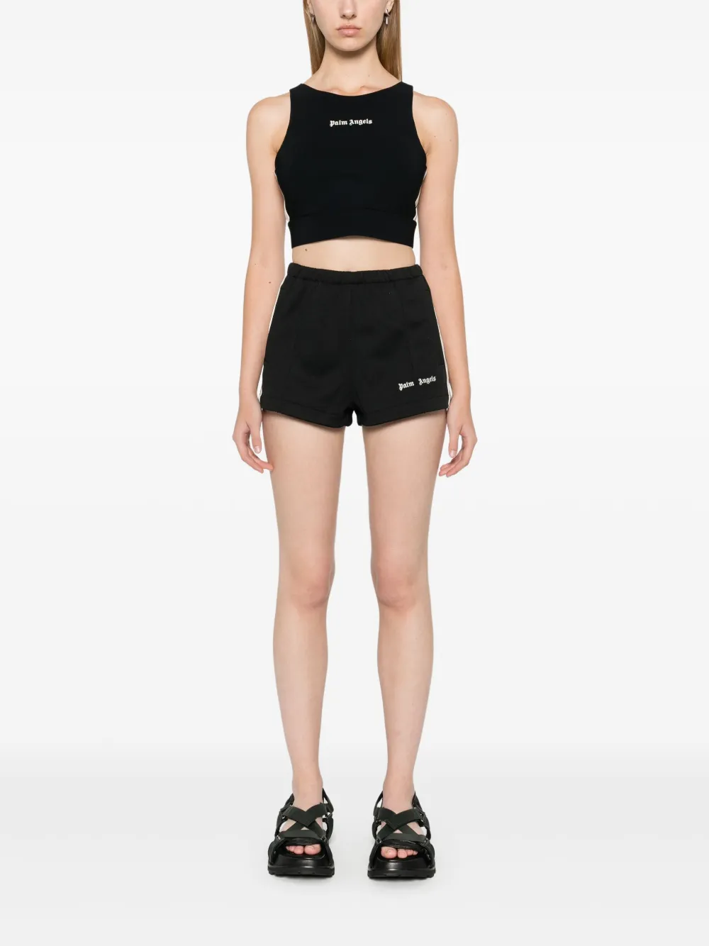 Palm Angels Shorts met geborduurd logo - Zwart