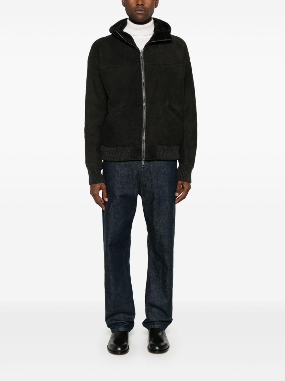 Giorgio Brato shearling-lining jacket - Zwart