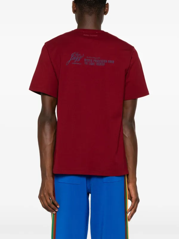 【関税込み】Wales Bonner Tシャツ Wales Bonner Original logo-appliqué T-shirt | Red | FARFETCH