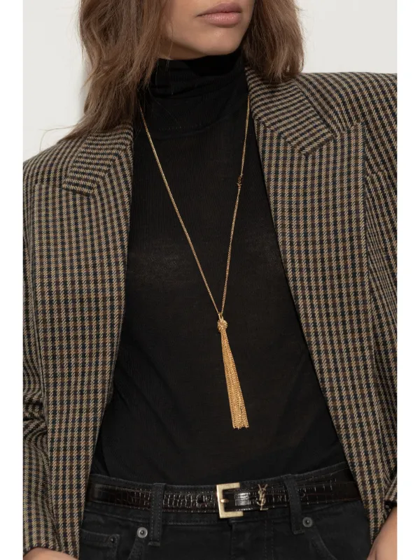 Saint Laurent Cassandre Tassel Necklace | Gold | FARFETCH