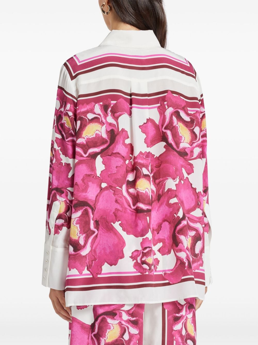 Shop Aje Floral-print Silk Shirt In Pink