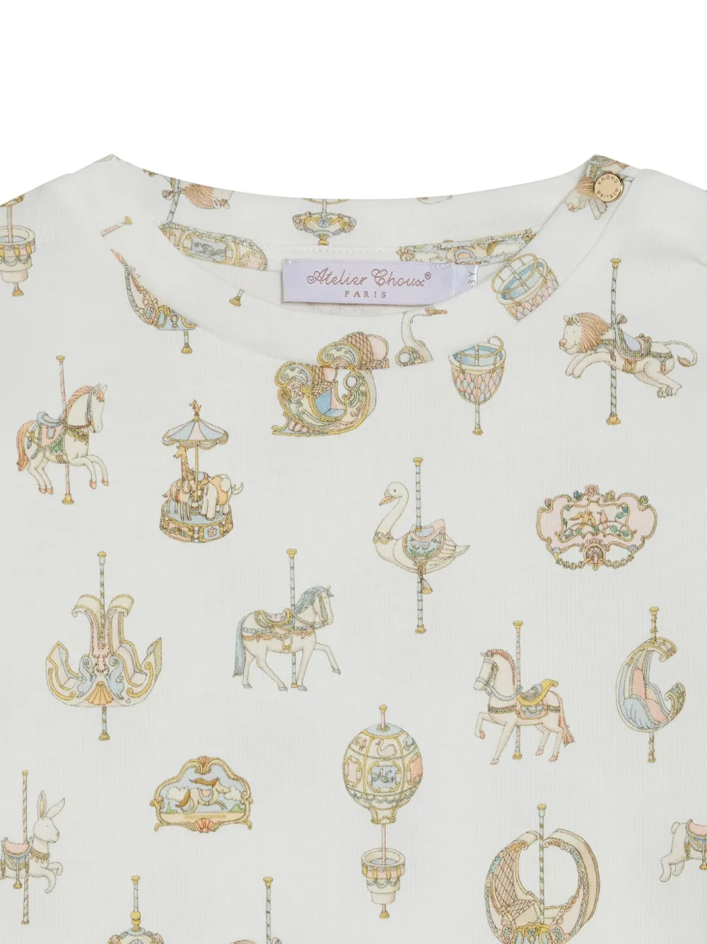 Atelier Choux Carousel Pajama Set In Neutrals