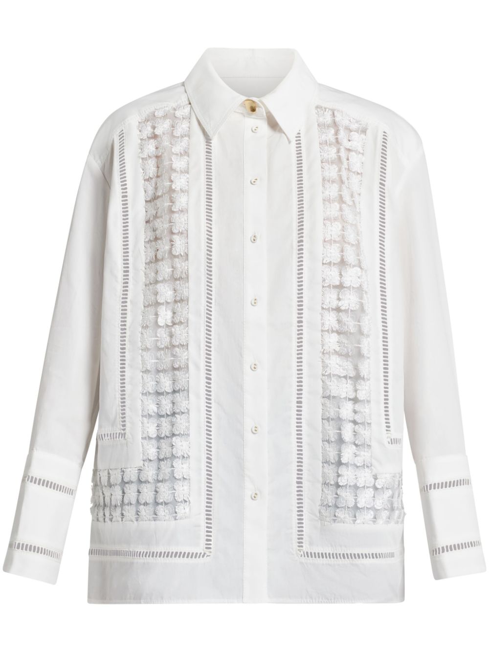 cutwork-detail cotton shirt