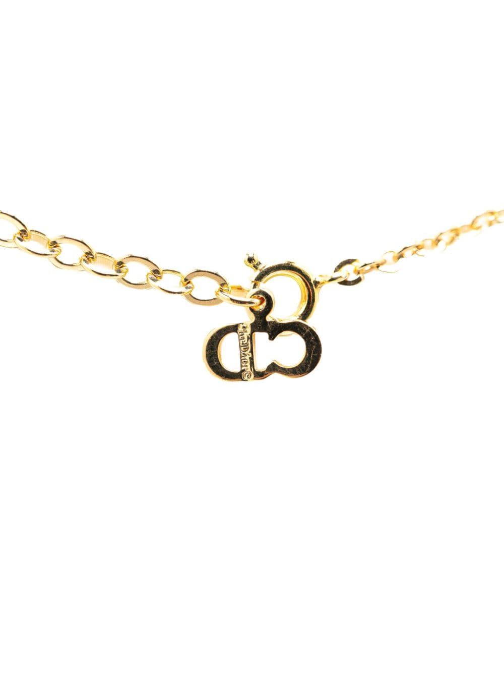 Christian Dior Pre-Owned 20th Century Gold Plated Logo Pendant costume necklace - Goud