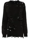 R13 safety pin-embellishment sweater - Black