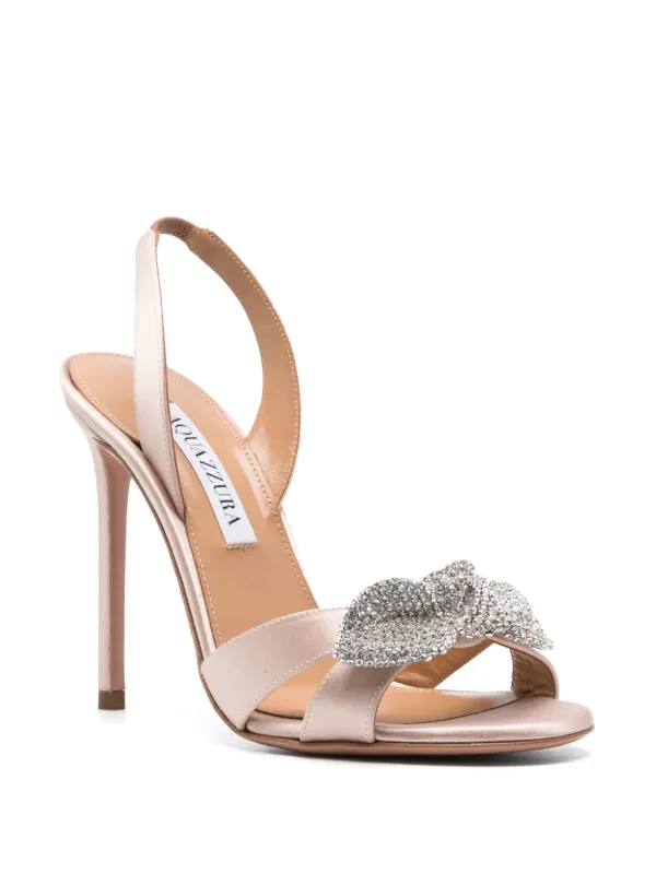 サンダル・ミュール Aquazzura Bow Tie Sandal 105 Mm Bow Tie 105 suede sandals in beige - Aquazzura | Mytheresa