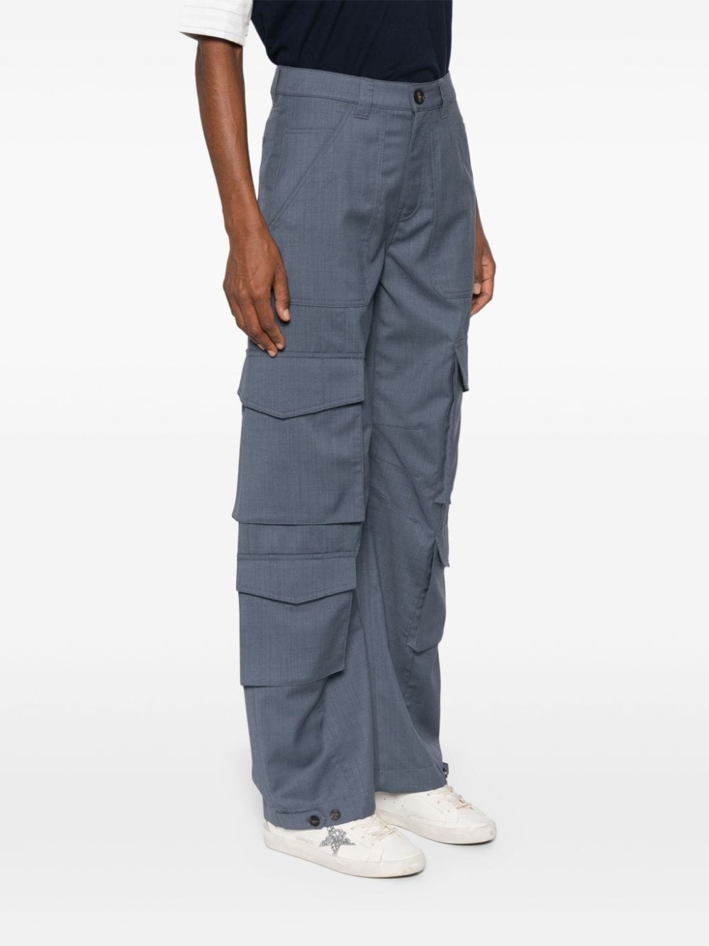 Shop Golden Goose Virgin-wool Cargo Pants In Blue