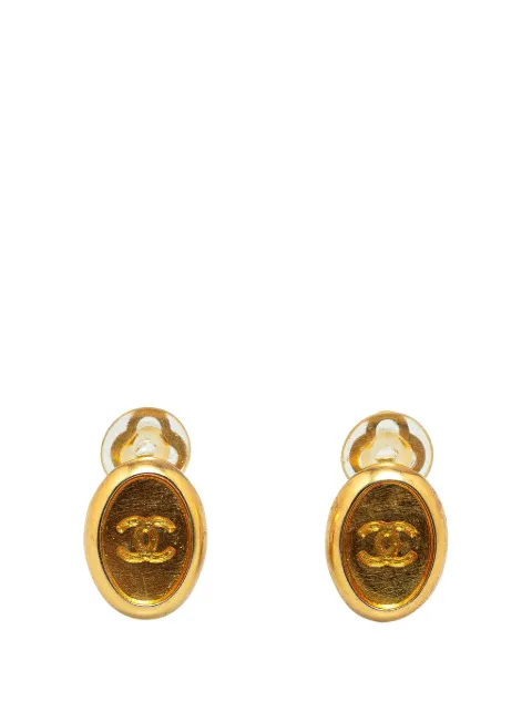 CHANEL Pre-Owned 1999 Gold Plated CC Clip On costume earrings